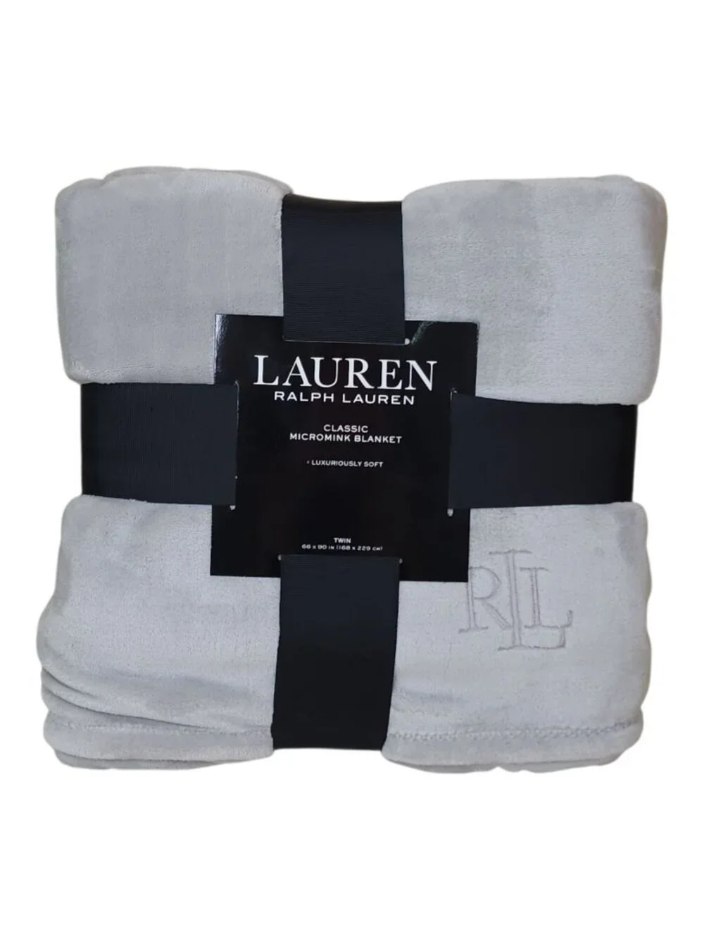 Lauren Ralph Lauren Twin Classic Micromink Blanket Luxuriously Soft 66x90 Gray